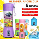 Rechargeable Portable Mini Juicer Blender – or Juicing Cup6 Blades, 380ml Outdo