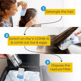 LICETEC V-COMB Electric Head Lice Remover | Chemical-Free Treatment | Vacuum & Comb System to Remove Lice and Nits for Adults & Children