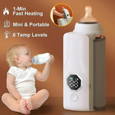 Portable Rechargeable Baby Bottle Warmer | Fast 1-Min Heating, USB Powered, 6 Temperature Levels – Mini & Travel-Friendly Milk Heater for Babies