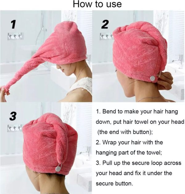 Hair Drying Towel Cap – Quick Dry, Soft & Absorbent Turban Wrap For Women | Anti-Frizz Hair Wrap Towel For Bathroom & Salon Use (Random Color)