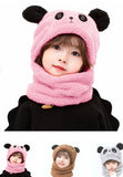 Kids Winter Panda Wool Cap With Neck Warmer – Warm And Cozy Cartoon Panda Design Baby Cap For Winter Protection (Random Color)